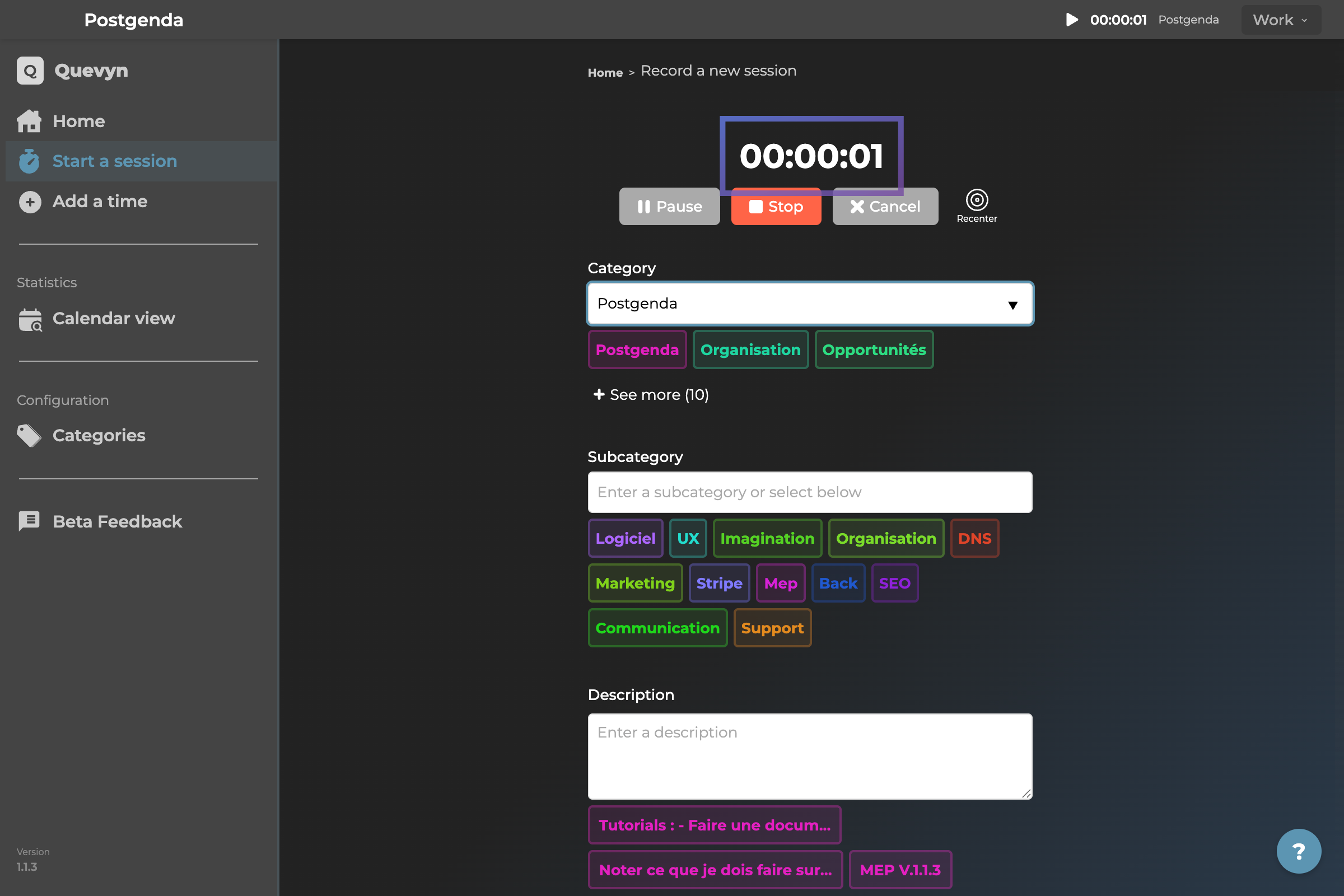 Session page active