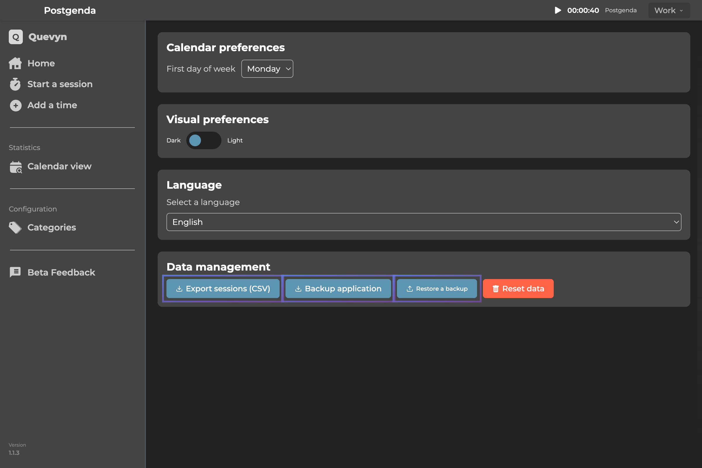 CSV export